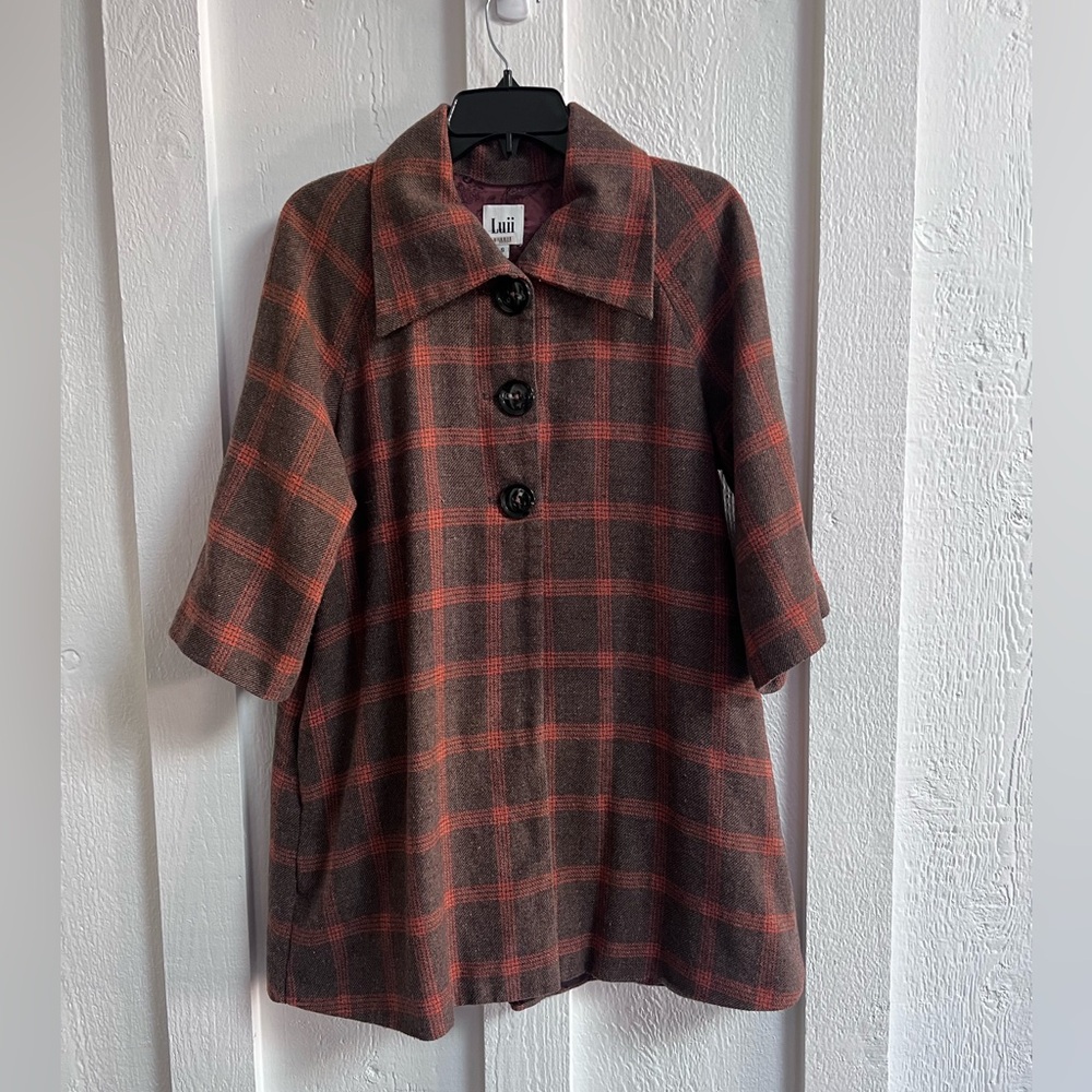 Luii Anthropologie Wool Plaid Coat